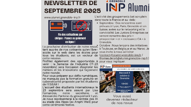 Newsletter de septembre 2025