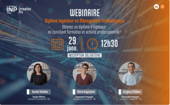 SaveTheDate - Webinaire - 29 janv. à 12h30 Diplôme Ingénieur en Management Technologique